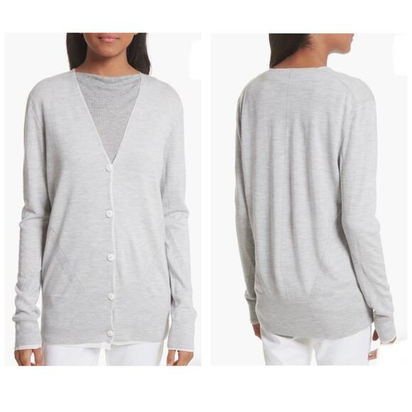 Rag & Bone Alyssa Merino Wool Cardigan Gray Size Medium Lightweight Button Chic - Picture 1 of 13